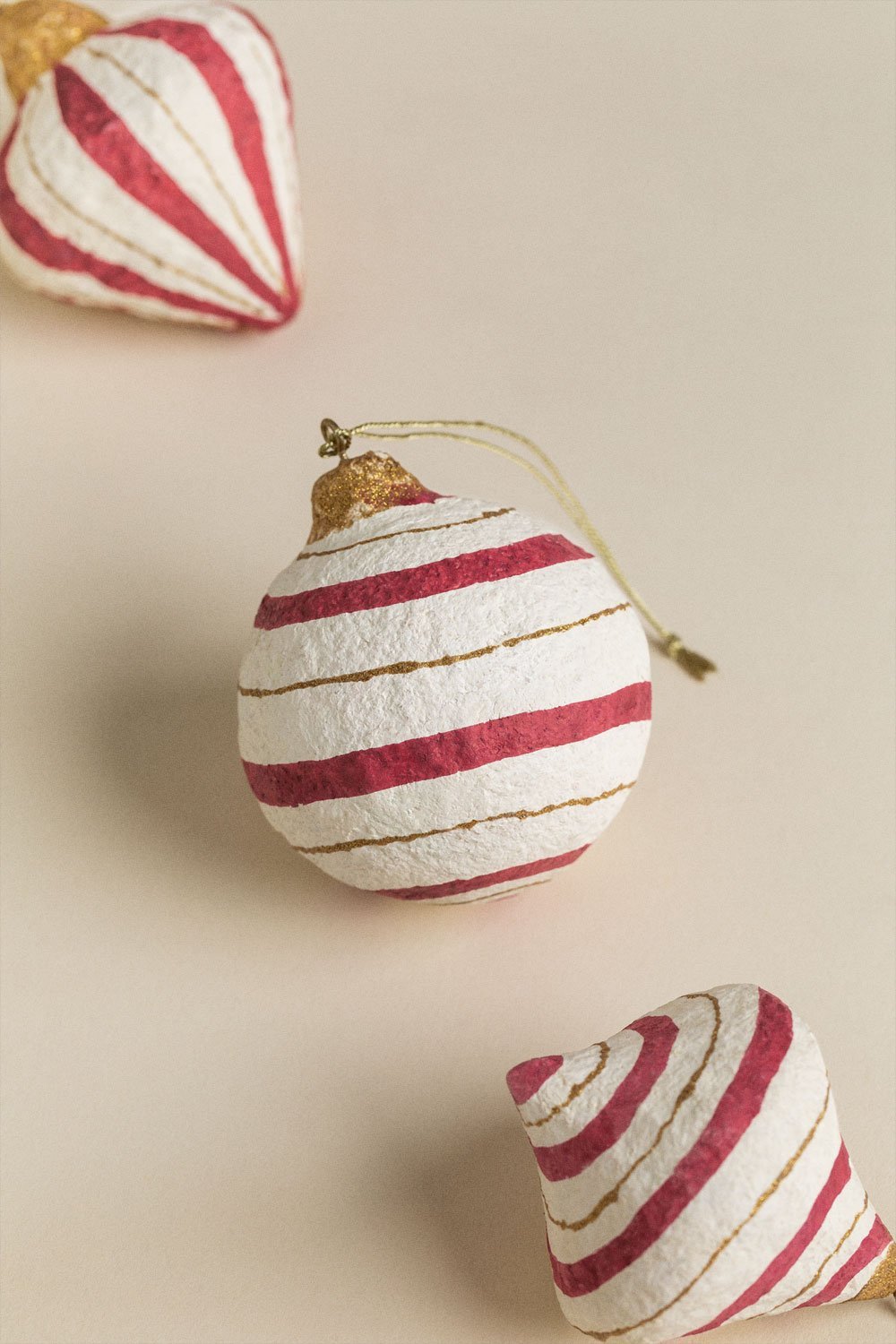 Set aus 3 handgefertigten Weihnachtsdekorationen aus Pappmaché Grisen, Galeriebild 3