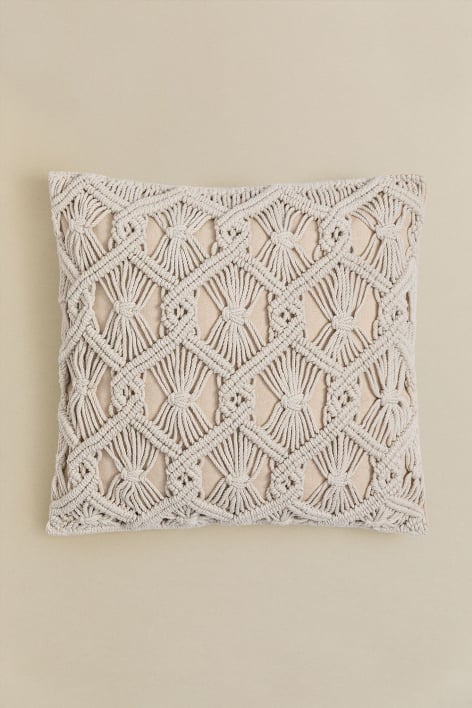 Quadratisches Kissen aus Makramee (45 x 45 cm) Istar - Creme-Beige