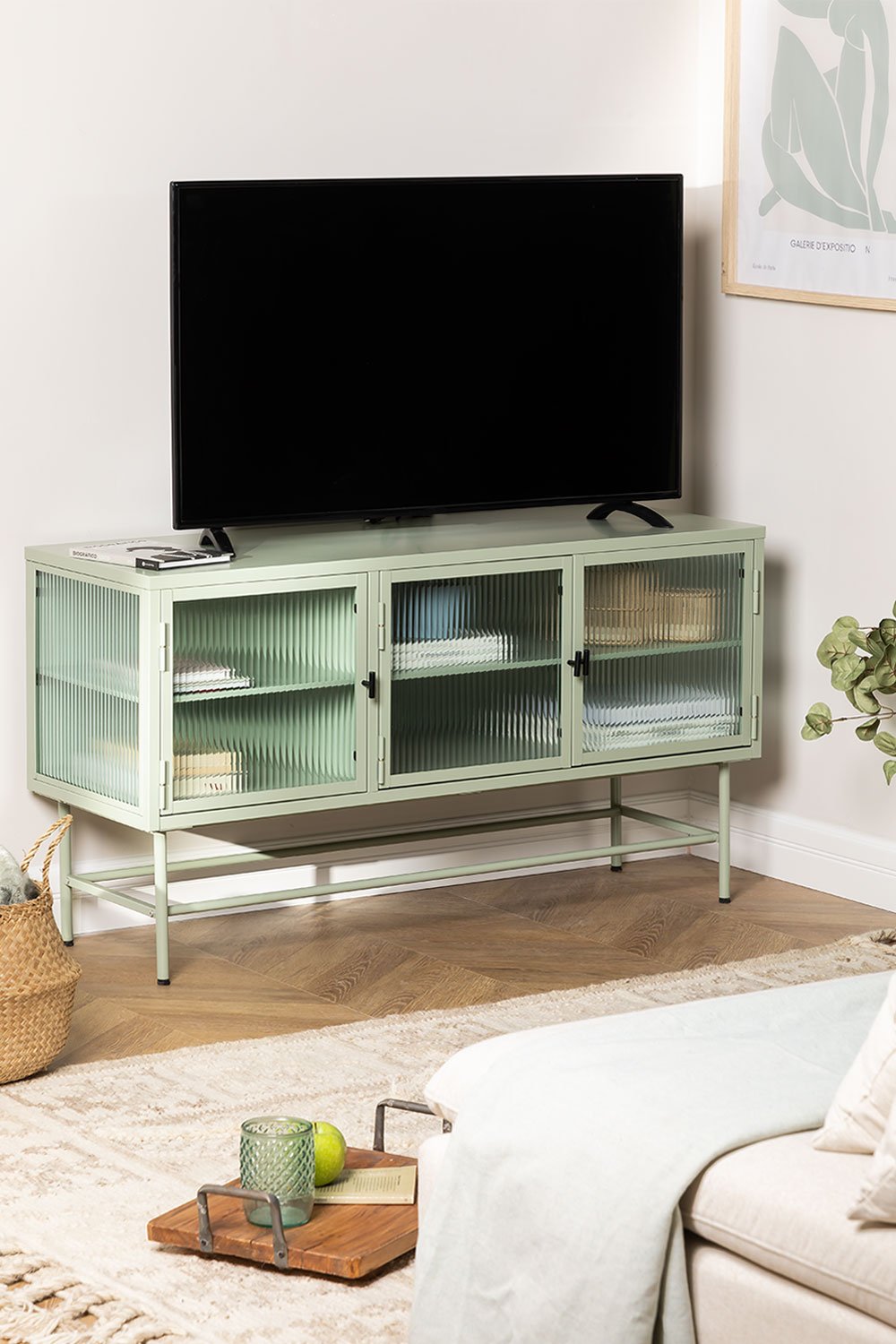 Fernsehschrank aus Metall und Glas Vertal, Galeriebild 1