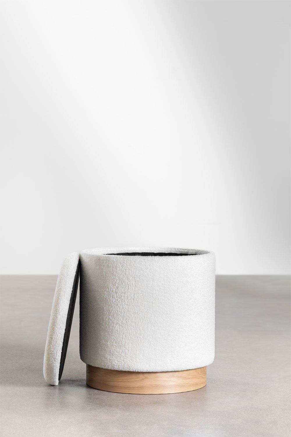 Runder Aufbewahrungs-Pouf aus Schaffell von Mineyster, Galeriebild 3