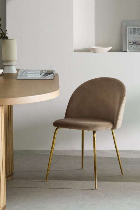 Esszimmerstuhl aus samt Kana Design - Braun Weizen