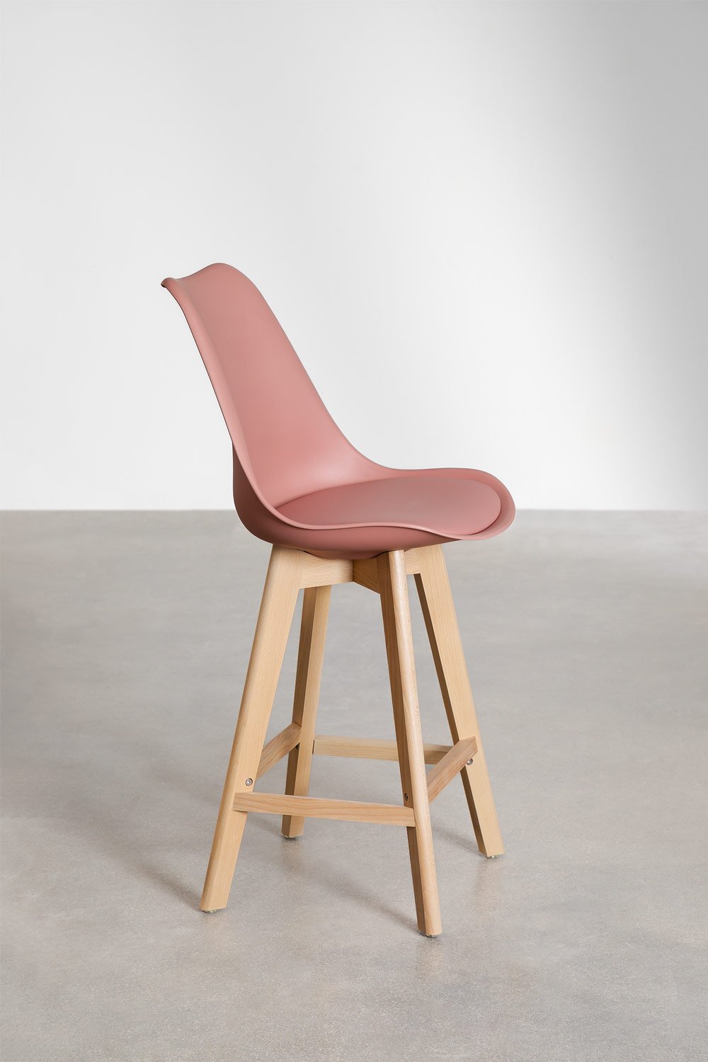 4er-Pack Hohe Hocker 65 cm mit Kissen aus rosafarbenem Wein Kunstleder Nordic, Galeriebild 2