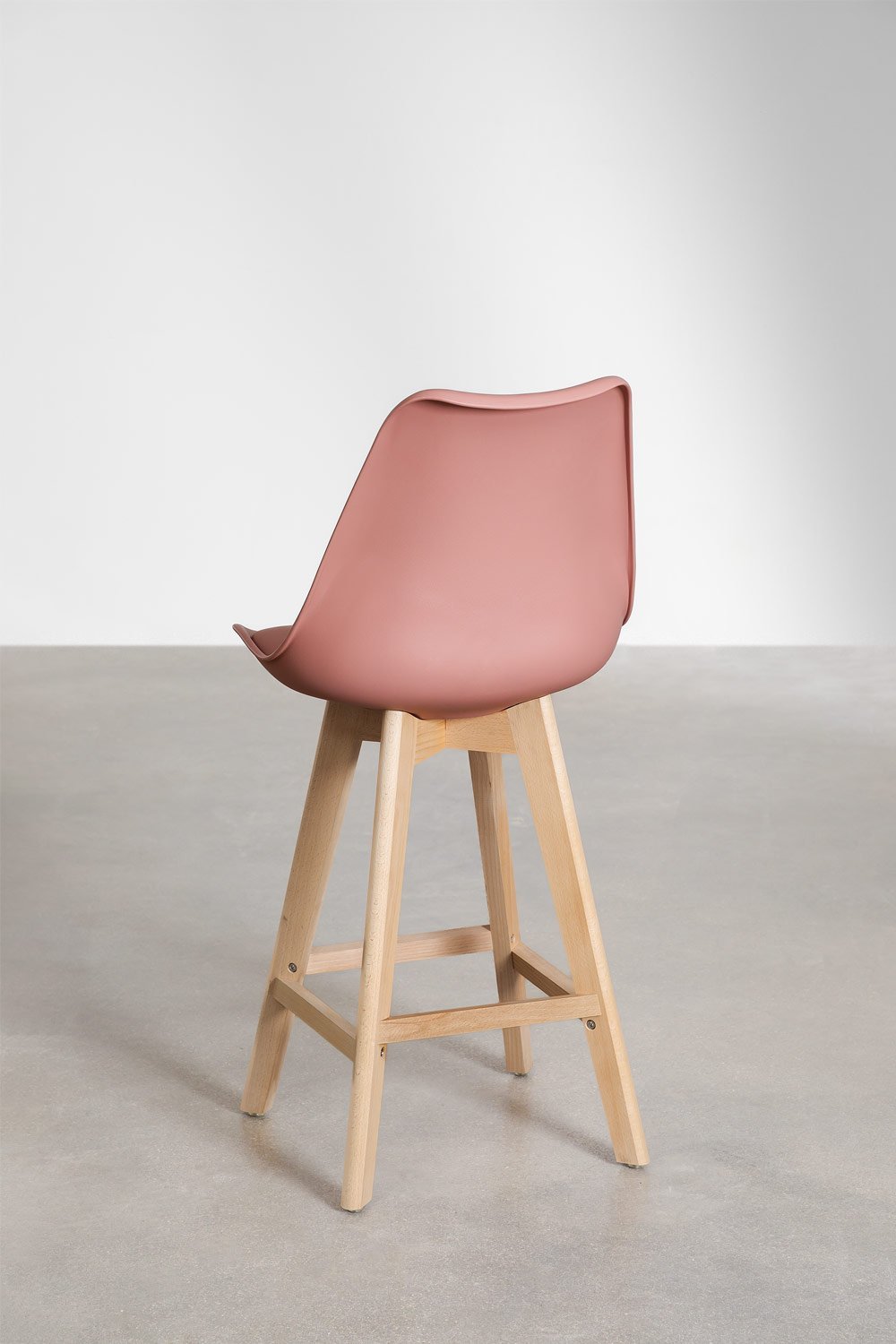 4er-Pack Barhocker 65 cm mit Kissen aus rosafarbenem Wein Kunstleder Nordic, Galeriebild 3