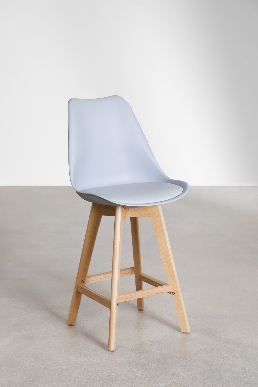 2er-Pack Hohe Hocker 65 cm mit Kissen aus delphingrauem Kunstleder Nordic, Galeriebild 1