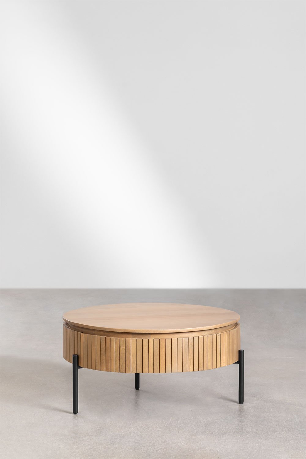 Runder Analis-Couchtisch aus Mangoholz    , Galeriebild 3