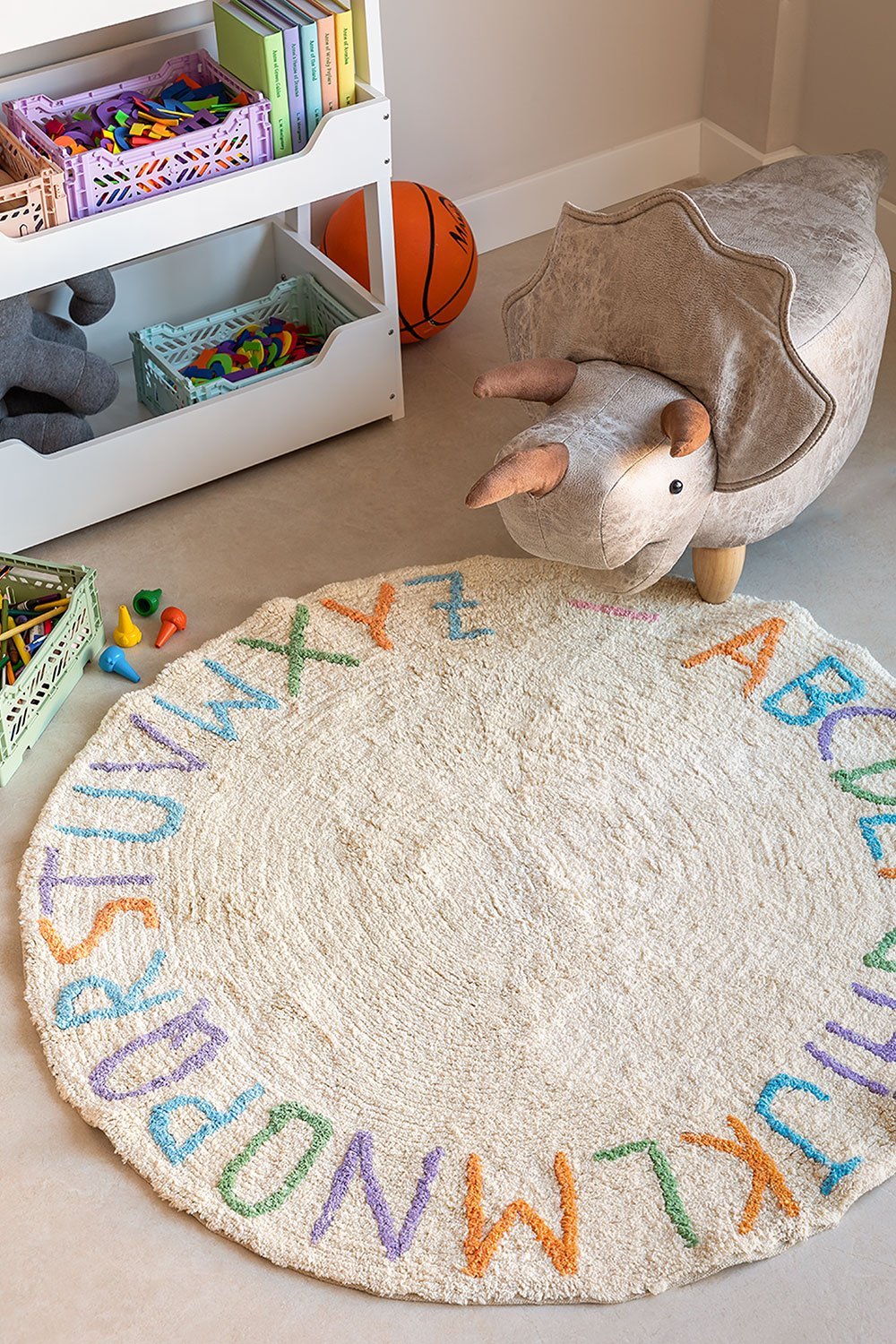 Runder Teppich aus Baumwolle (Ø104 cm) Letters Kids, Galeriebild 1