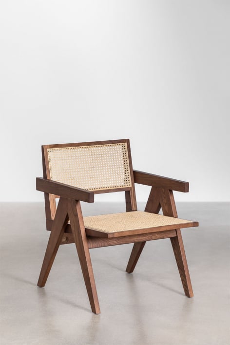 Lali Sessel aus Eschenholz und Rattan mit Armlehnen