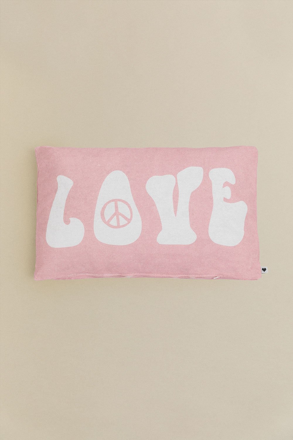 Rechteckiger Kissenbezug aus Baumwolle (30x50 cm) Peace & Love, Galeriebild 1