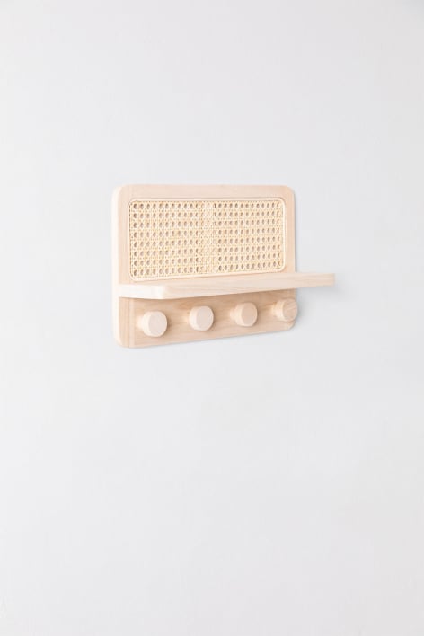 Wandgarderobe mit Ablage aus Rattan Riley