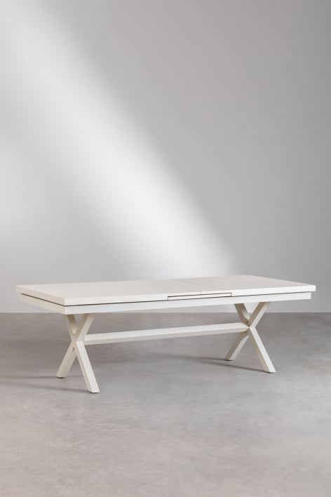 Rechteckiger ausziehbarer Esstisch aus Aluminium (240-300x100 cm) Karena