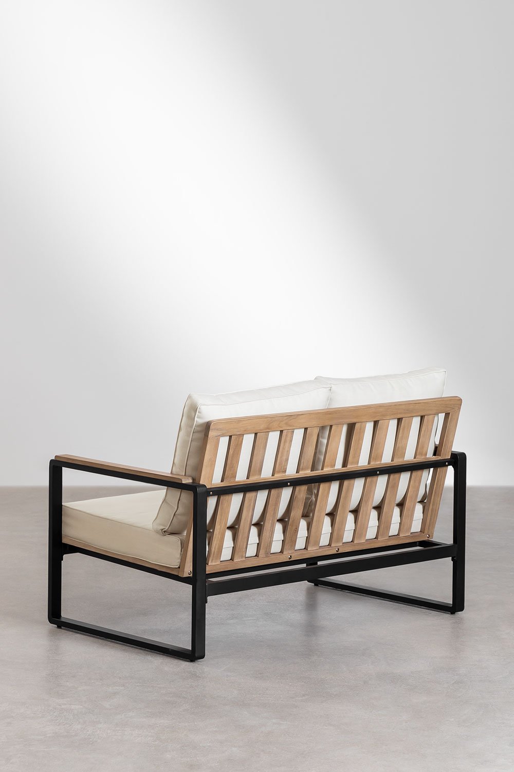 2-Sitzer-Gartensofa aus Aluminium und Akazienholz Giselle, Galeriebild 6