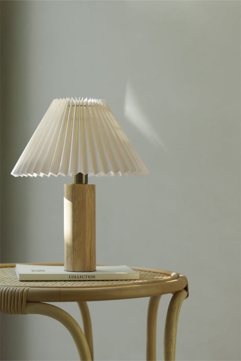 Gaines Gummiholz-Tischlampe