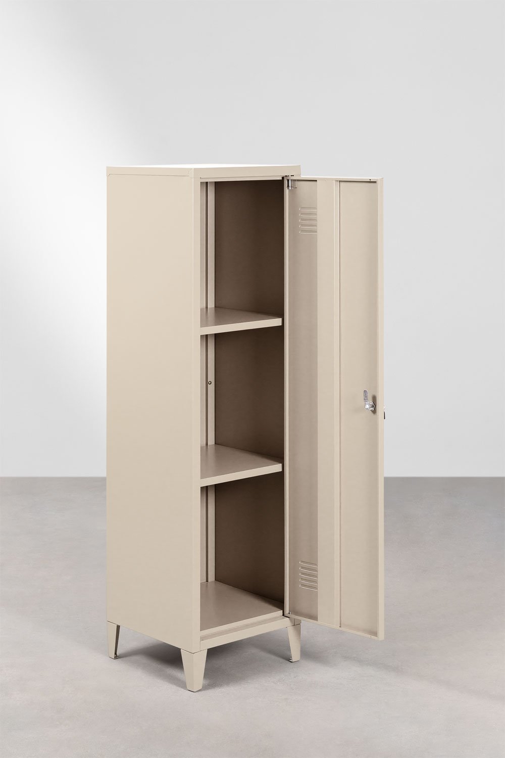 Schrank im Spind-Design 40x140 cm Stahl tapiocabeige Pohpli, Galeriebild 4