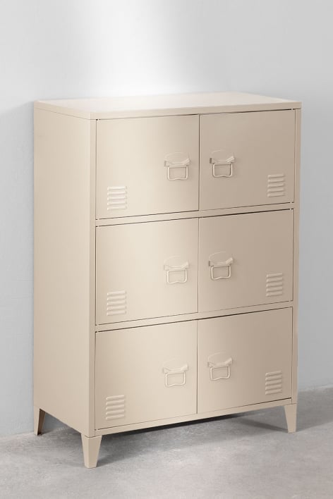 6-türiger Spindschrank aus Stahl Pohpli - Beige Tapioca