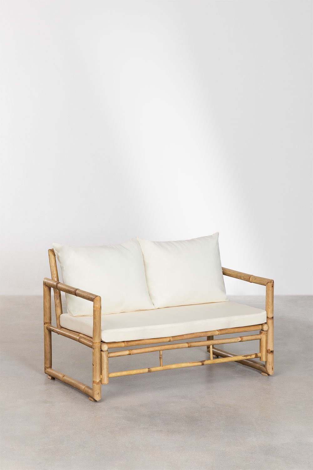 Gartenset mit 2-Sitzer-Sofa und Couchtisch 90x50 cm aus Bambus Livayna, Galeriebild 4