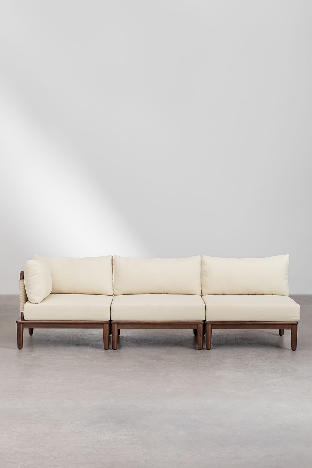 3-teiliges modulares Eckgartensofa aus Akazienholz Giulia, Galeriebild 2