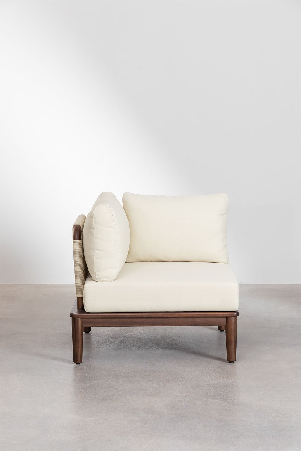 4-teiliges Garten-Set mit modularer Ecksofa, Couchtisch und Hocker aus Akazienholz Giulia, Galeriebild 7