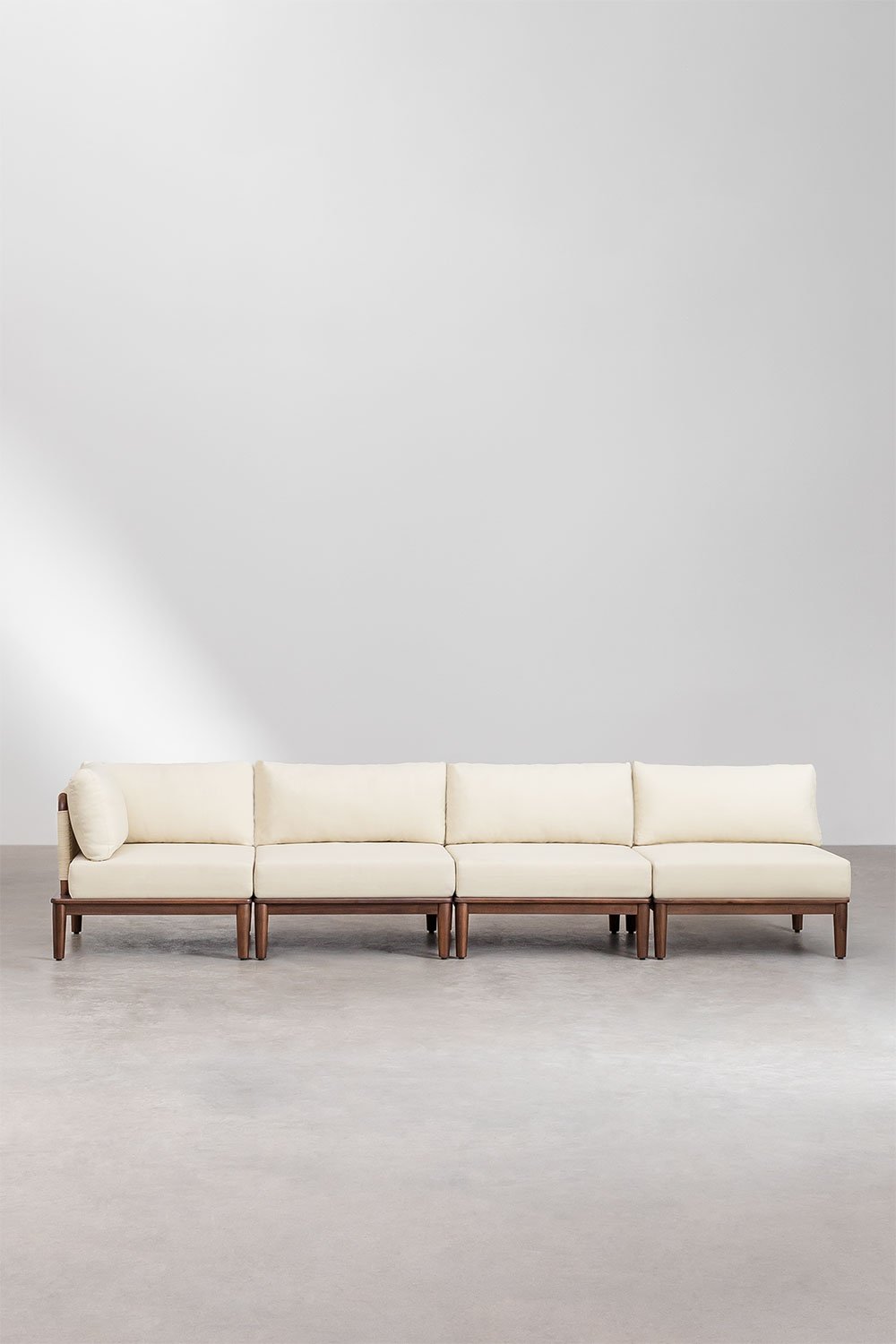 4-teiliges modulares Eckgartensofa aus Akazienholz Giulia, Galeriebild 2