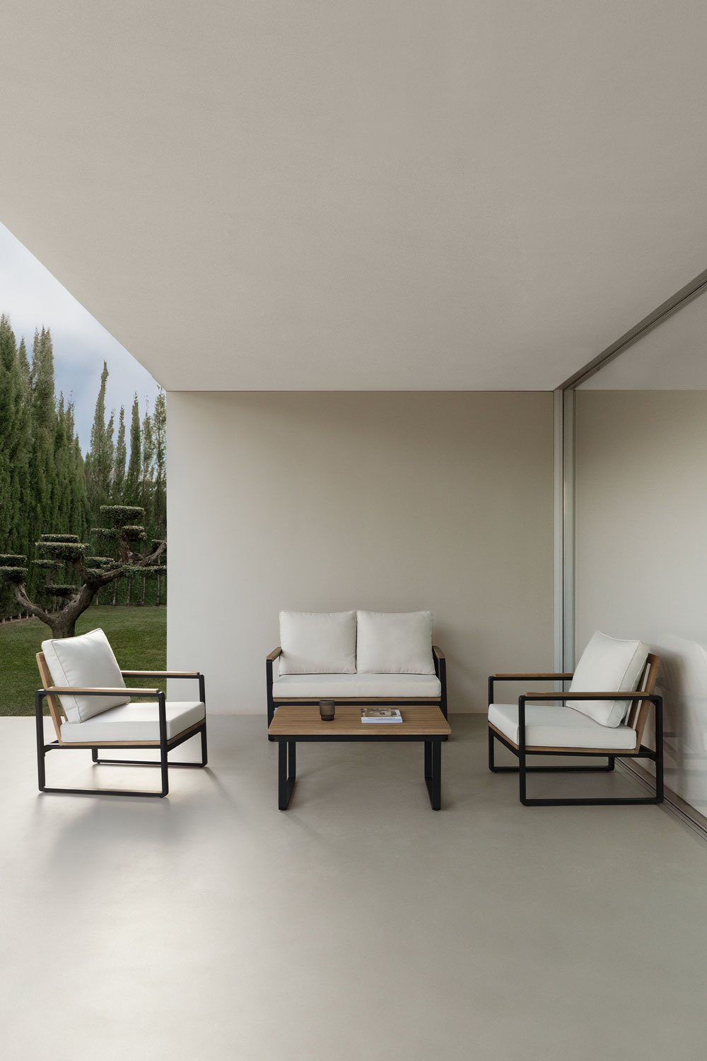 Gartenset mit 2-Sitzer-Sofa aus Aluminium und Akazienholz Giselle, Galeriebild 1