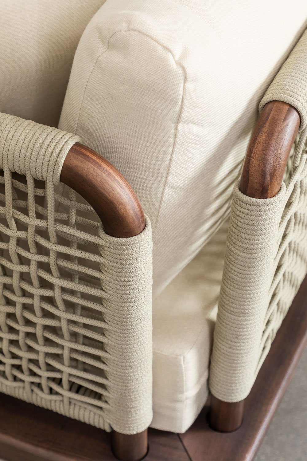 Giulia 5-teiliges modulares Garten-Ecksofa und Pouf aus Akazie, Galeriebild 6