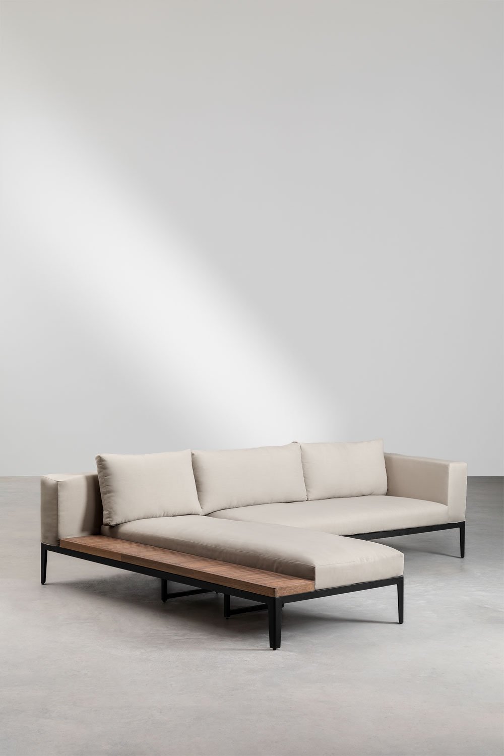 Taranis 4-Sitzer-Garten-Chaiselongue-Sofa aus Aluminium und Akazienholz , Galeriebild 2