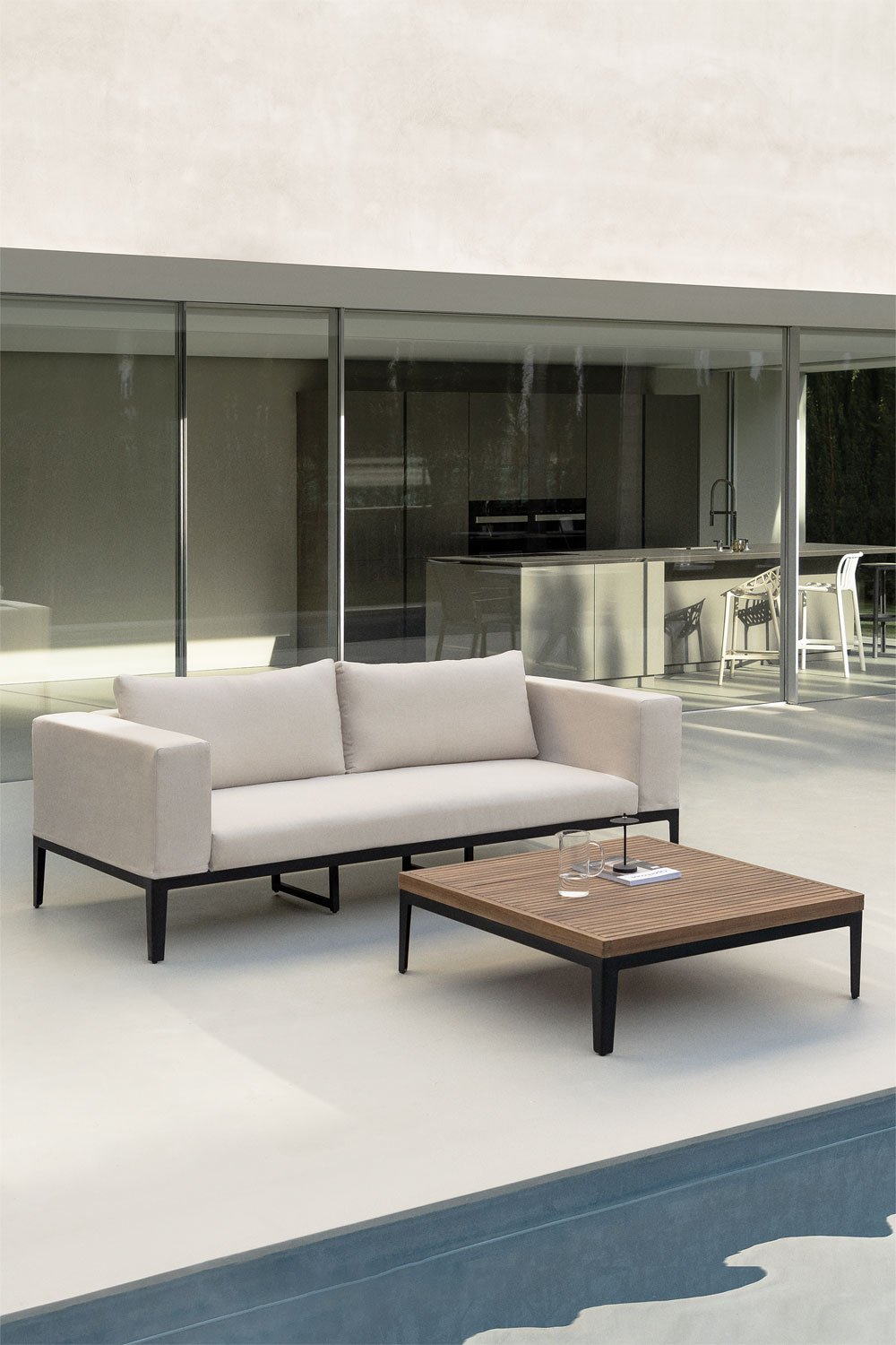 Gartenset mit 3-Sitzer-Sofa aus Aluminium und Akazienholz Taranis , Galeriebild 1