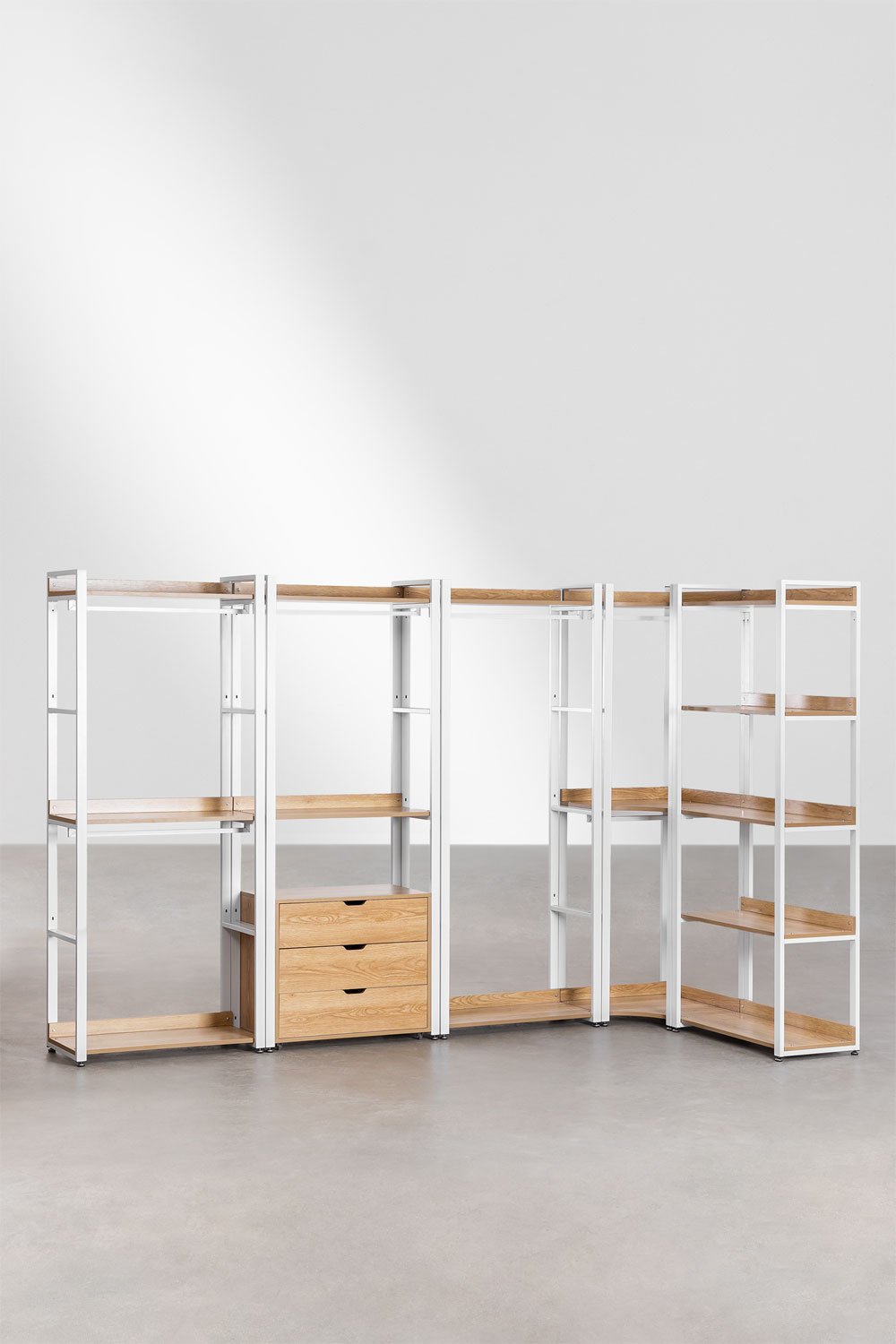 Modularer offener Eckschrank aus 5 Teilen aus Stahl und Holz Ariaster, Galeriebild 2