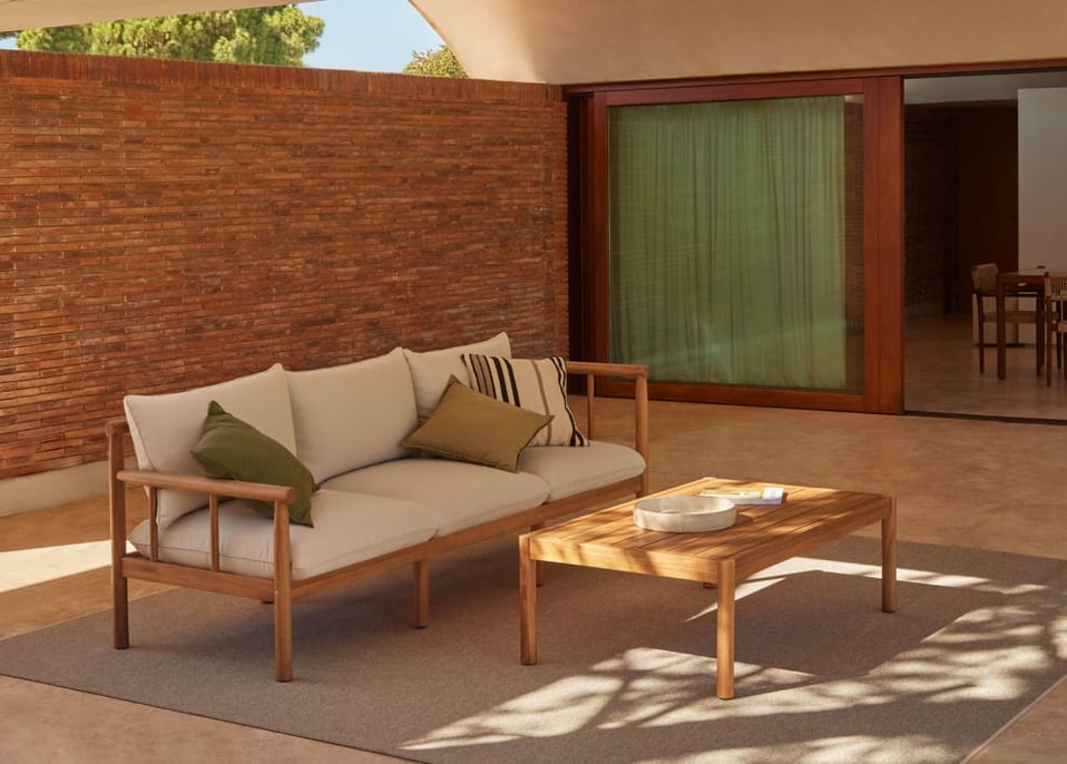 Gartenset mit 3-Sitzer-Sofa und Couchtisch aus Akazienholz Melvin