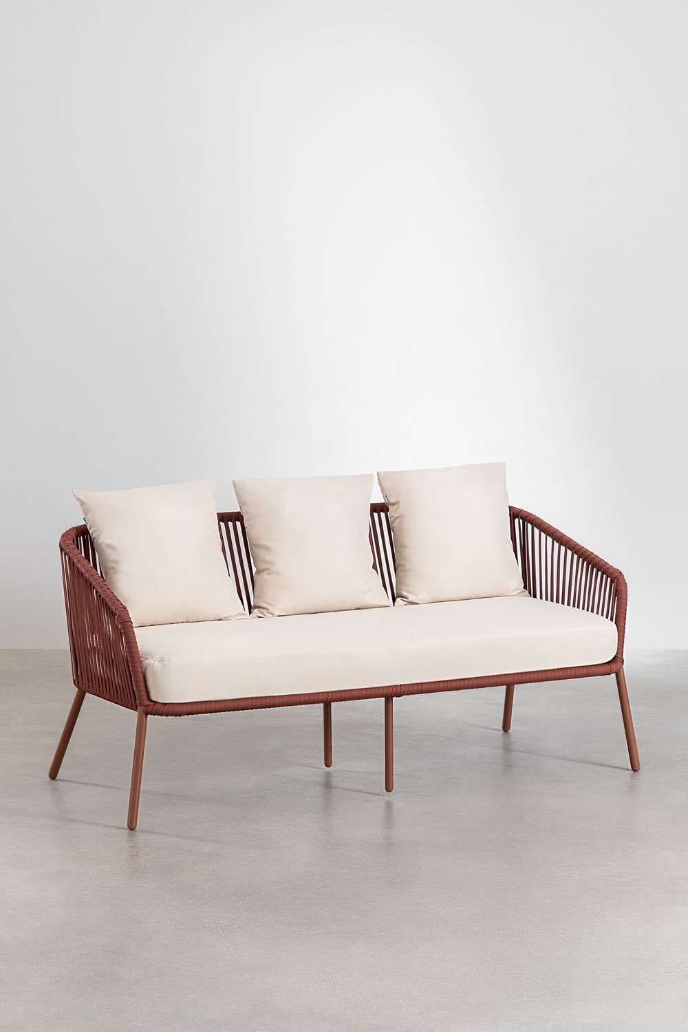 Gartenset mit 2-Sitzer-Sofa, 2 Sesseln und Couchtischen aus Aluminium und geflochtenem Seil Arhiza     , Galeriebild 3