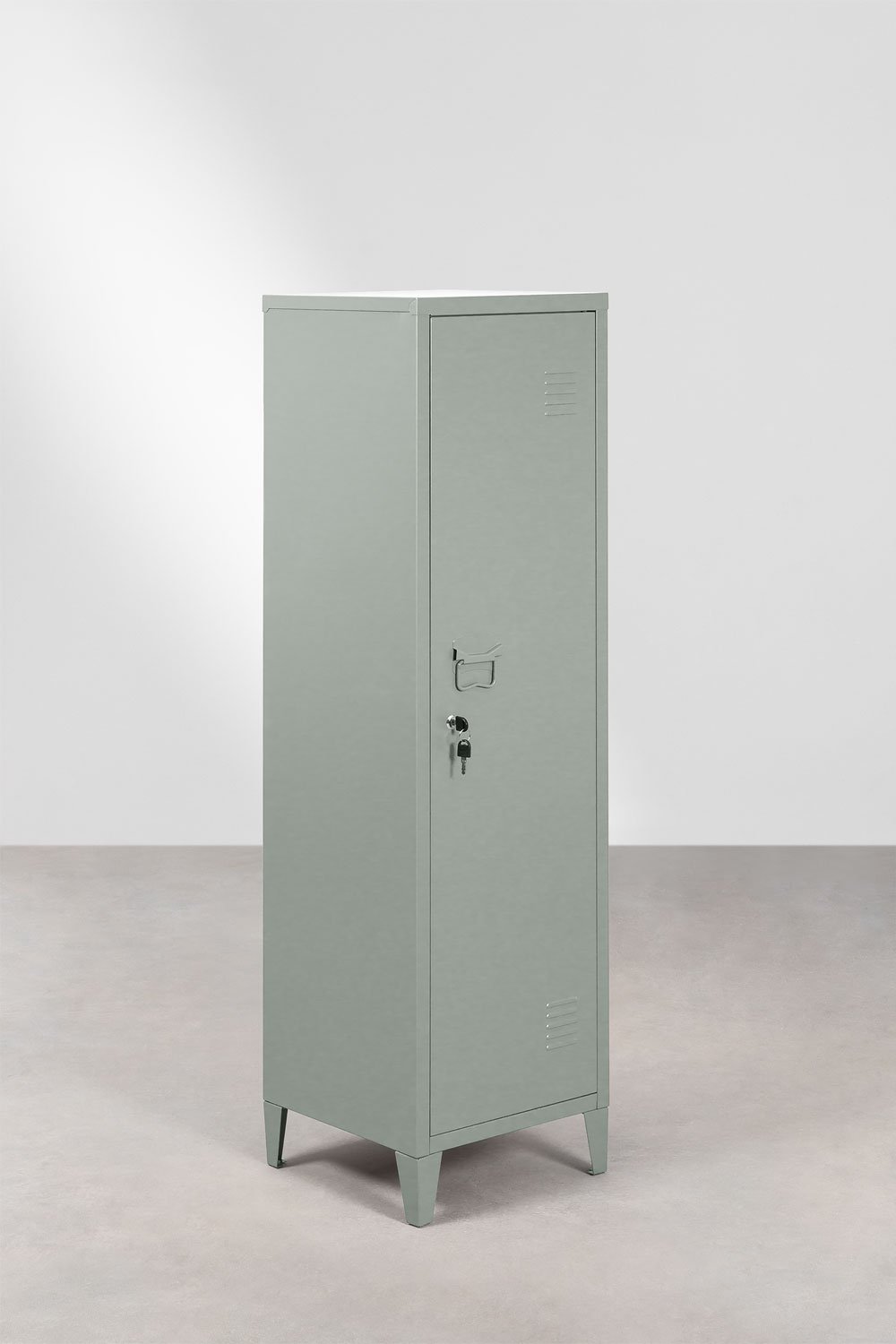 Schrank im Spind-Design 40x140 cm Stahl khakigrün Pohpli, Galeriebild 2
