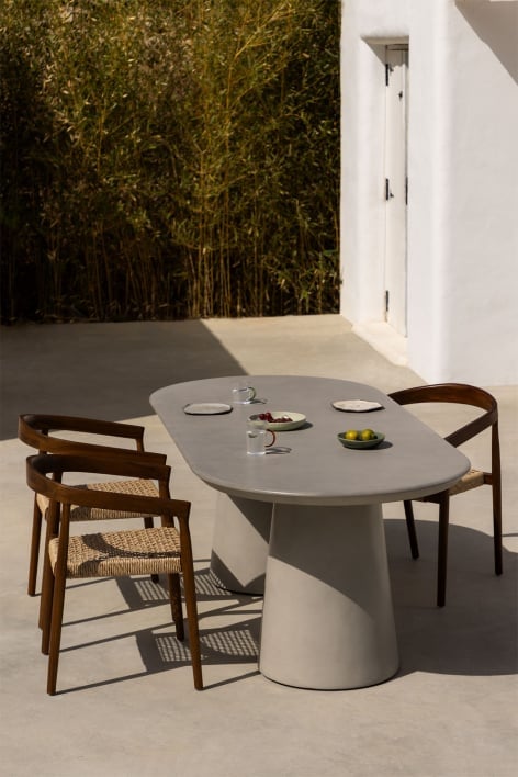 Ovaler Gartentisch aus Beton (220x95 cm) Noemi
