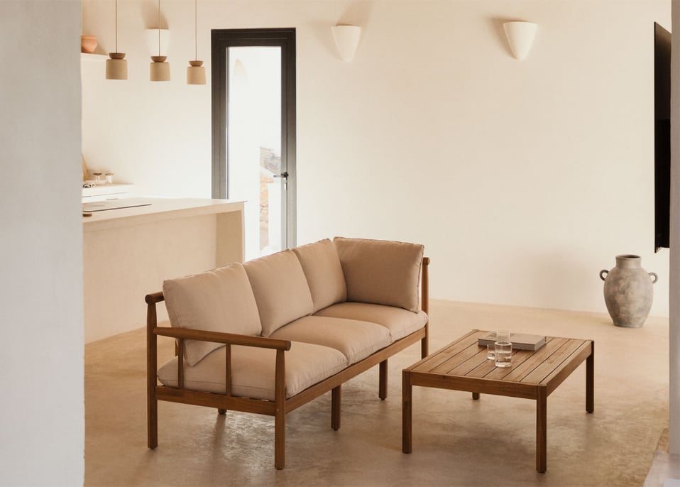 Melvin-Wohnzimmerset aus Akazienholz mit 3-Sitzer-Sofa