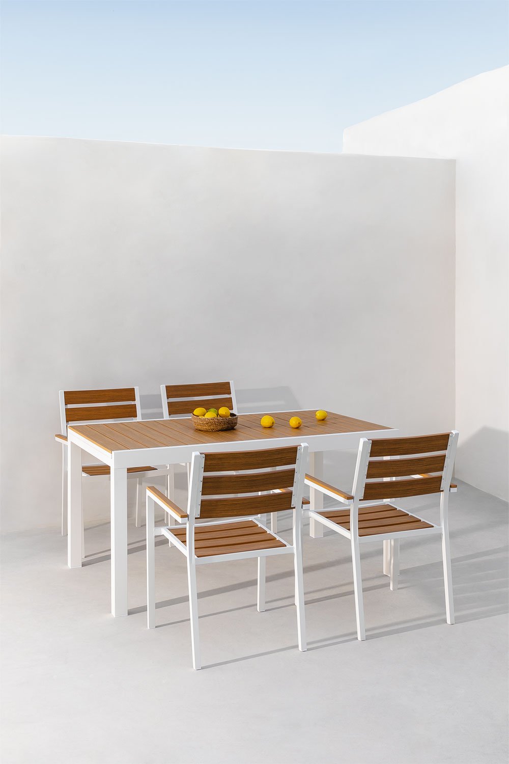 Ausziehbarer rechteckiger Gartentisch aus Aluminium (150-197x90 cm) Saura, Galeriebild 1