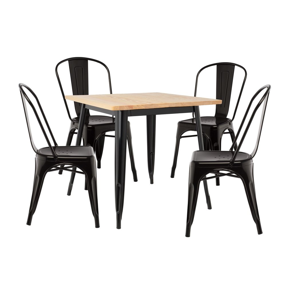 Set mit 4 Stühle & Tisch LIX Holz (80x80), Galeriebild 1