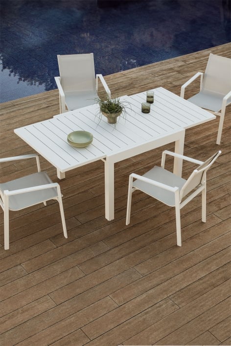 Rechteckiger ausziehbarer Gartentisch aus Aluminium (90-180x90 cm) Starmi
