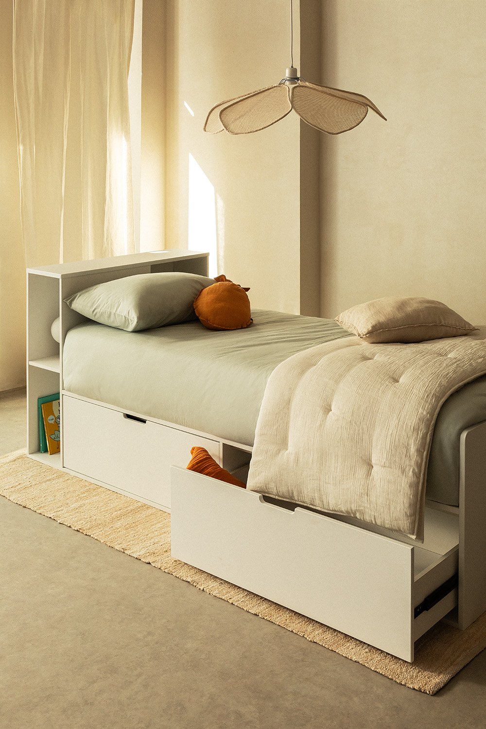 Bett für 90 cm Matratze mit 2 Schubladen und Stauraum Janete Kids, Galeriebild 1