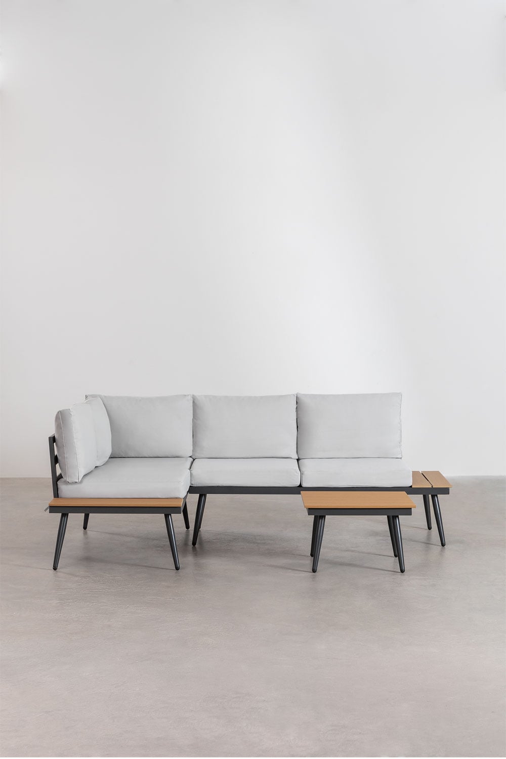 Nadi Gartenset mit 4-Sitzer Ecksofa und Aluminium-Holz-Couchtisch, Galeriebild 2