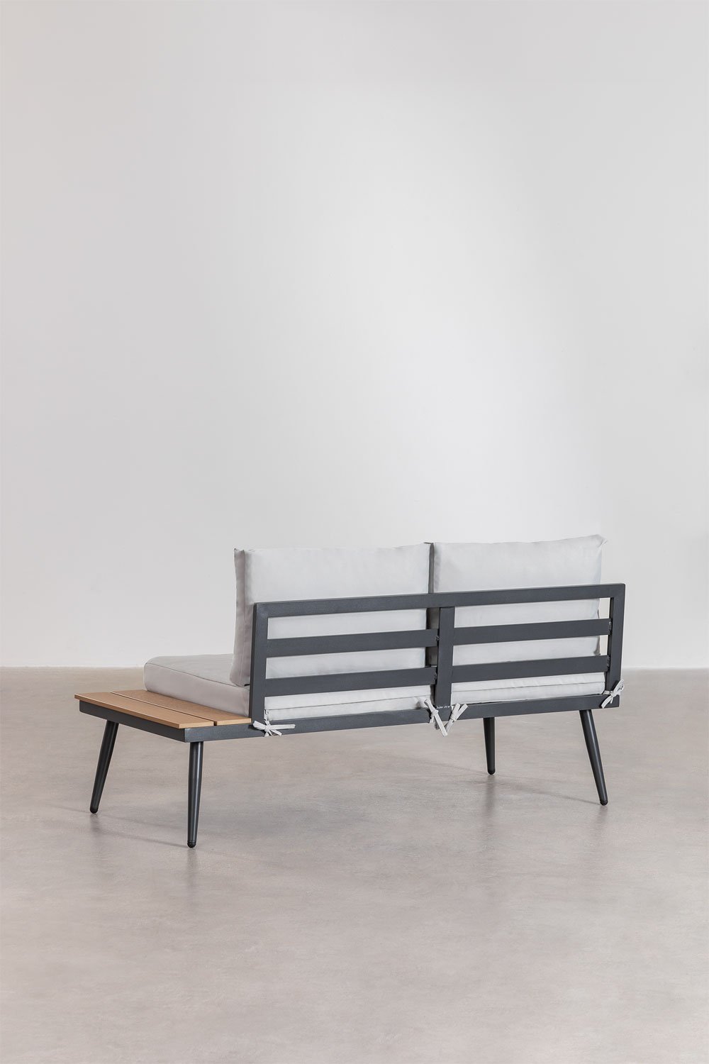 Gartenset mit 4-Sitzer-Ecksofa und Couchtisch aus Aluminium und Nadi-Holz, Galeriebild 4