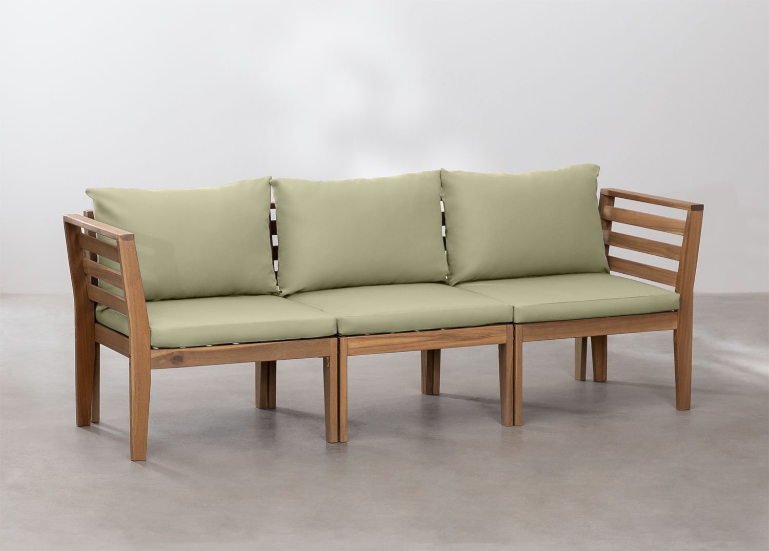 3-teiliges modulares Gartensofa mit Armlehnen aus Filips-Akazienholz                 , Galeriebild 1