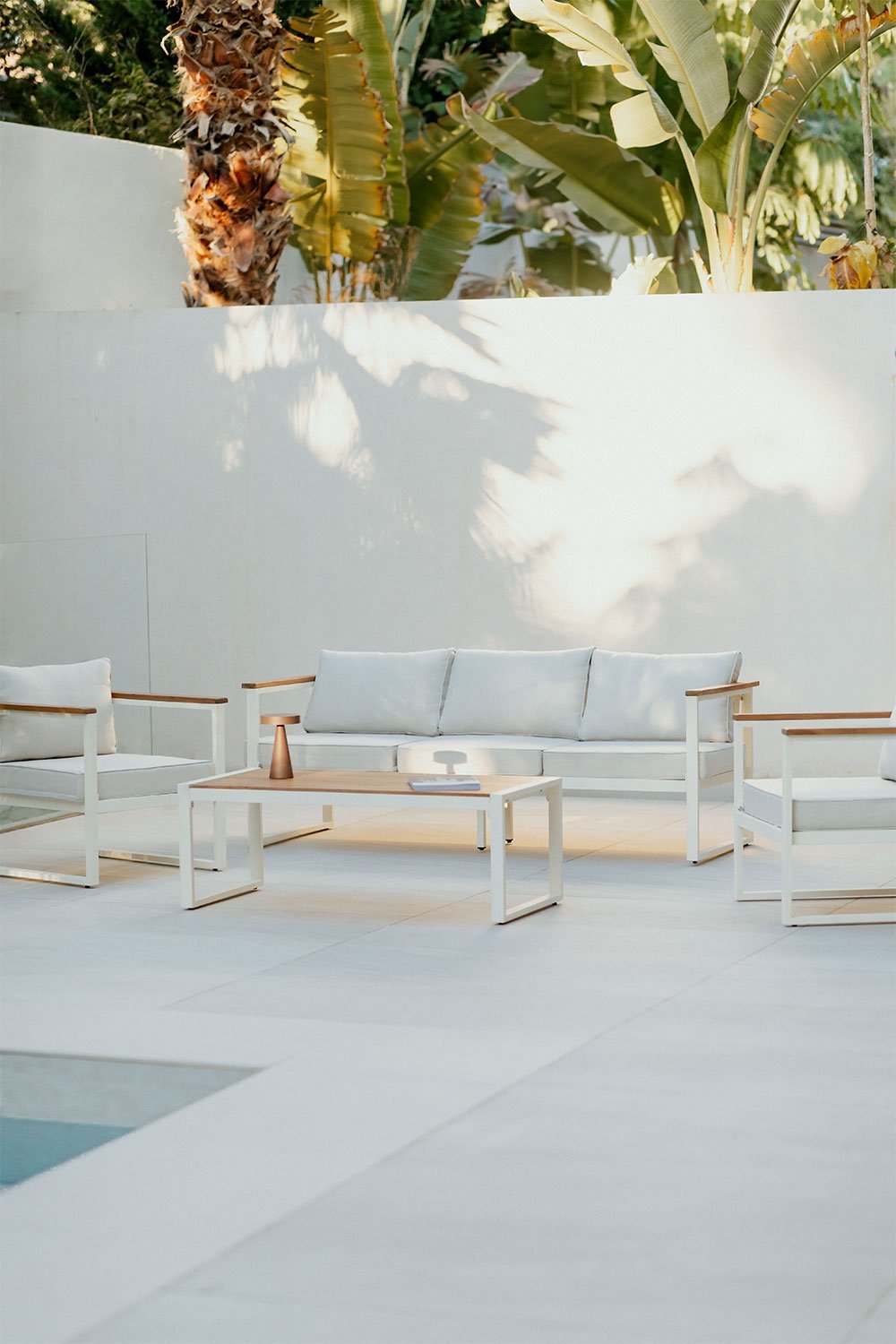 Gartenset mit 3-Sitzer-Sofa aus Aluminium und Akazienholz Lipov, Galeriebild 1