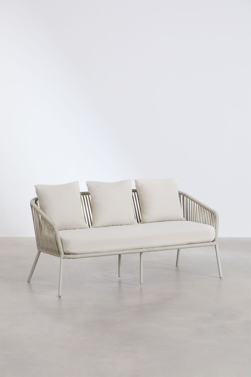 Gartenset mit 2-Sitzer-Sofa, 2 Sesseln und Couchtischen aus Aluminium und geflochtenem Seil Arhiza     , Galeriebild 3