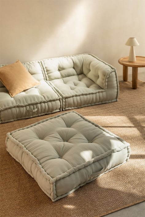 Bodenkissen für modulares Sofa aus Baumwolle Dhel - Mousse-Celadon