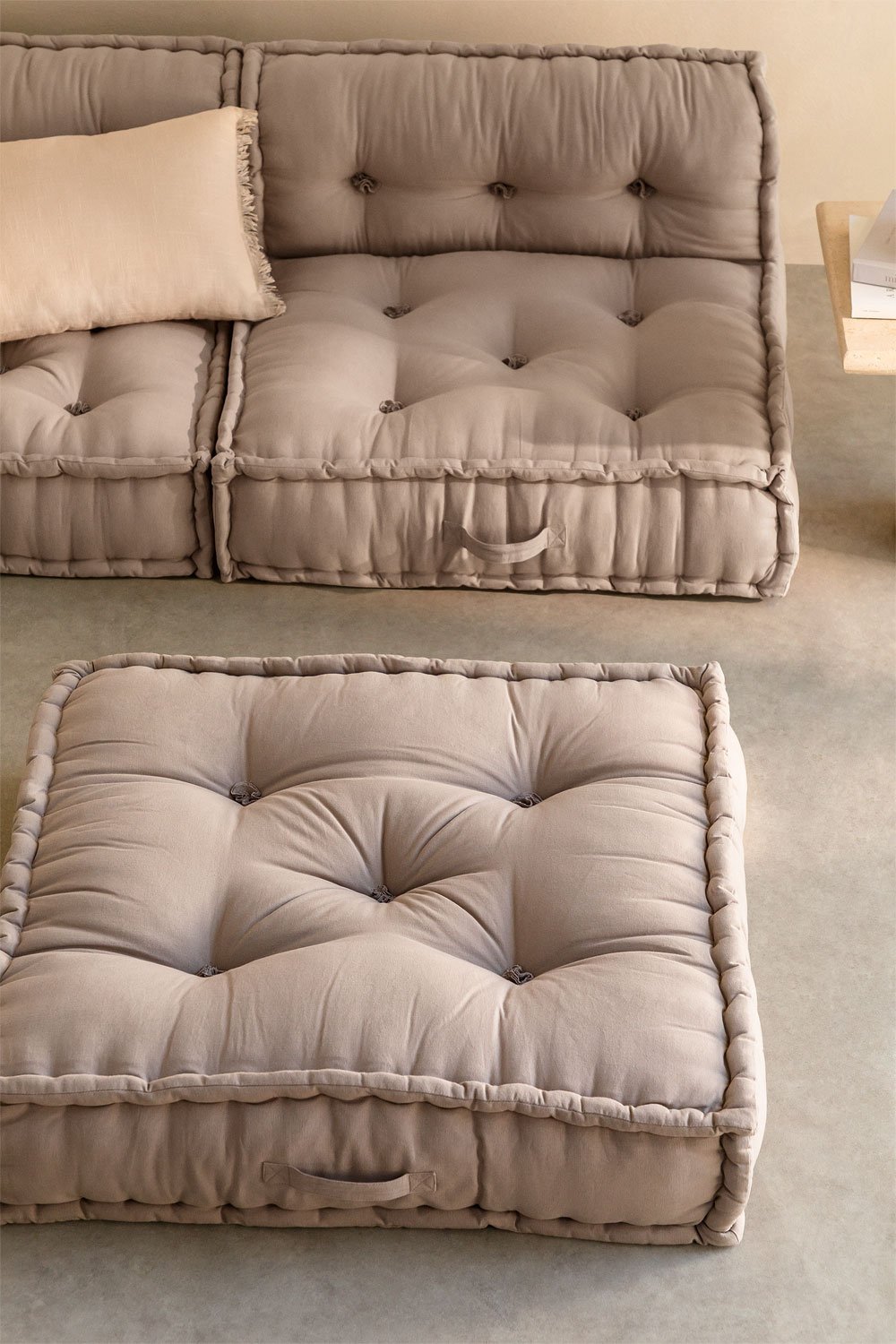 Bodenkissen für modulares Sofa aus Baumwolle Dhel, Galeriebild 1