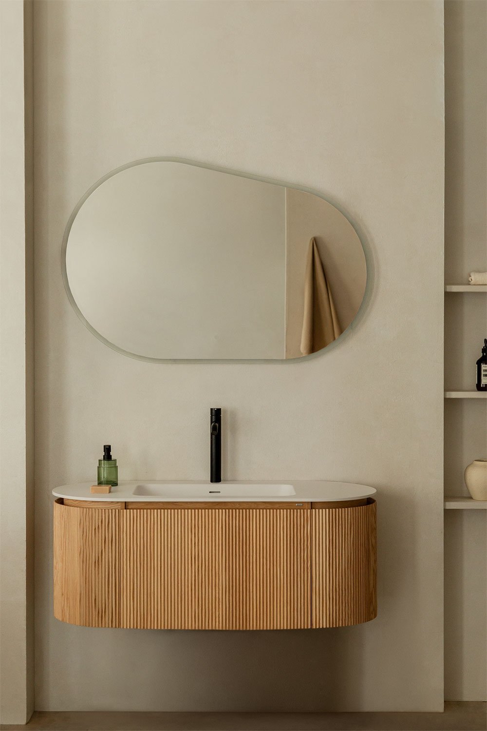 Meunier Ovaler Badezimmerspiegel mit LED-Licht, Galeriebild 1