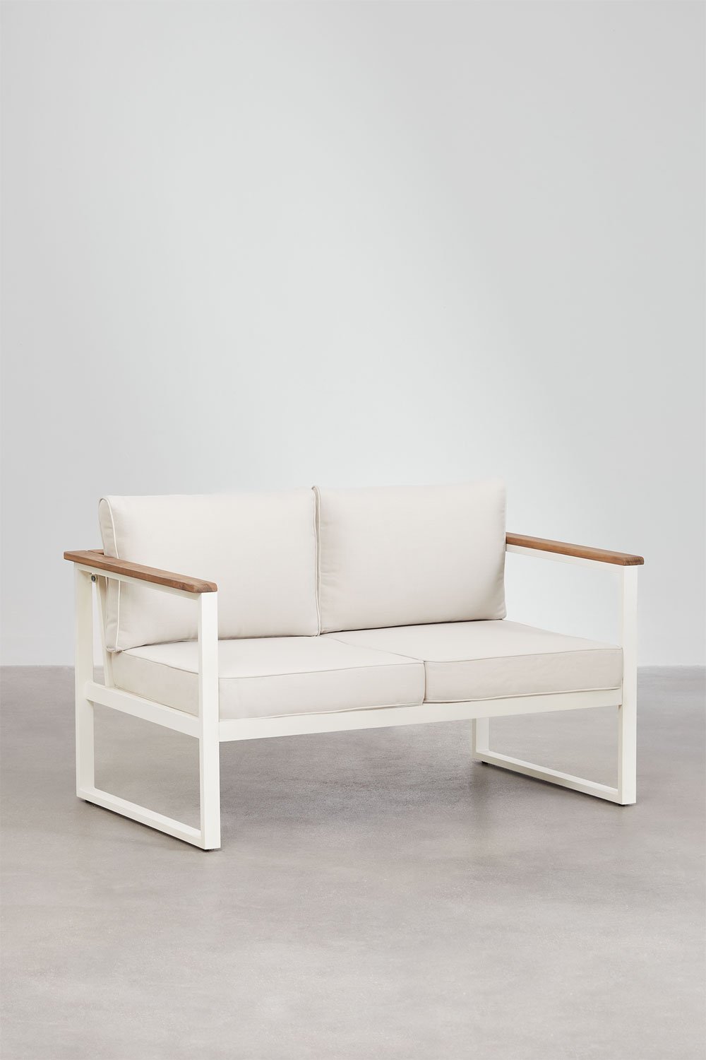 2-Sitzer-Gartensofa aus Aluminium und Lipov-Akazienholz, Galeriebild 2