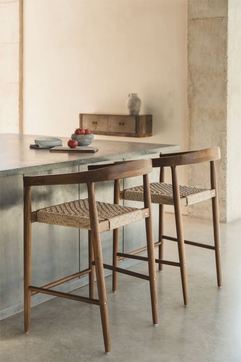 Hoher Hocker 65 cm aus Teakholz Visby