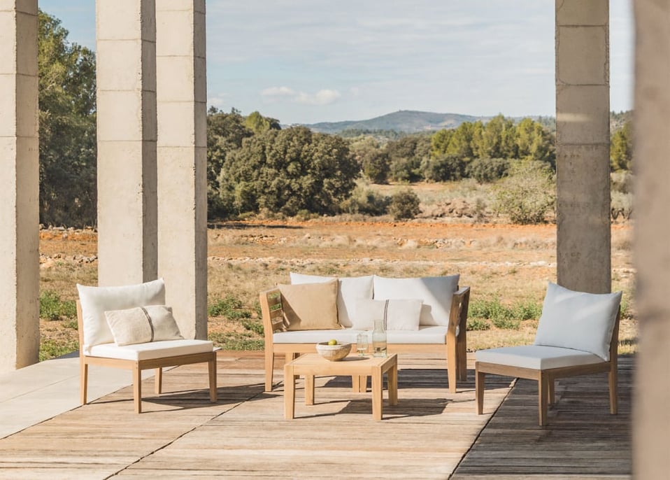 4-teiliges Gartenset mit Armlehnen und Couchtisch Filips