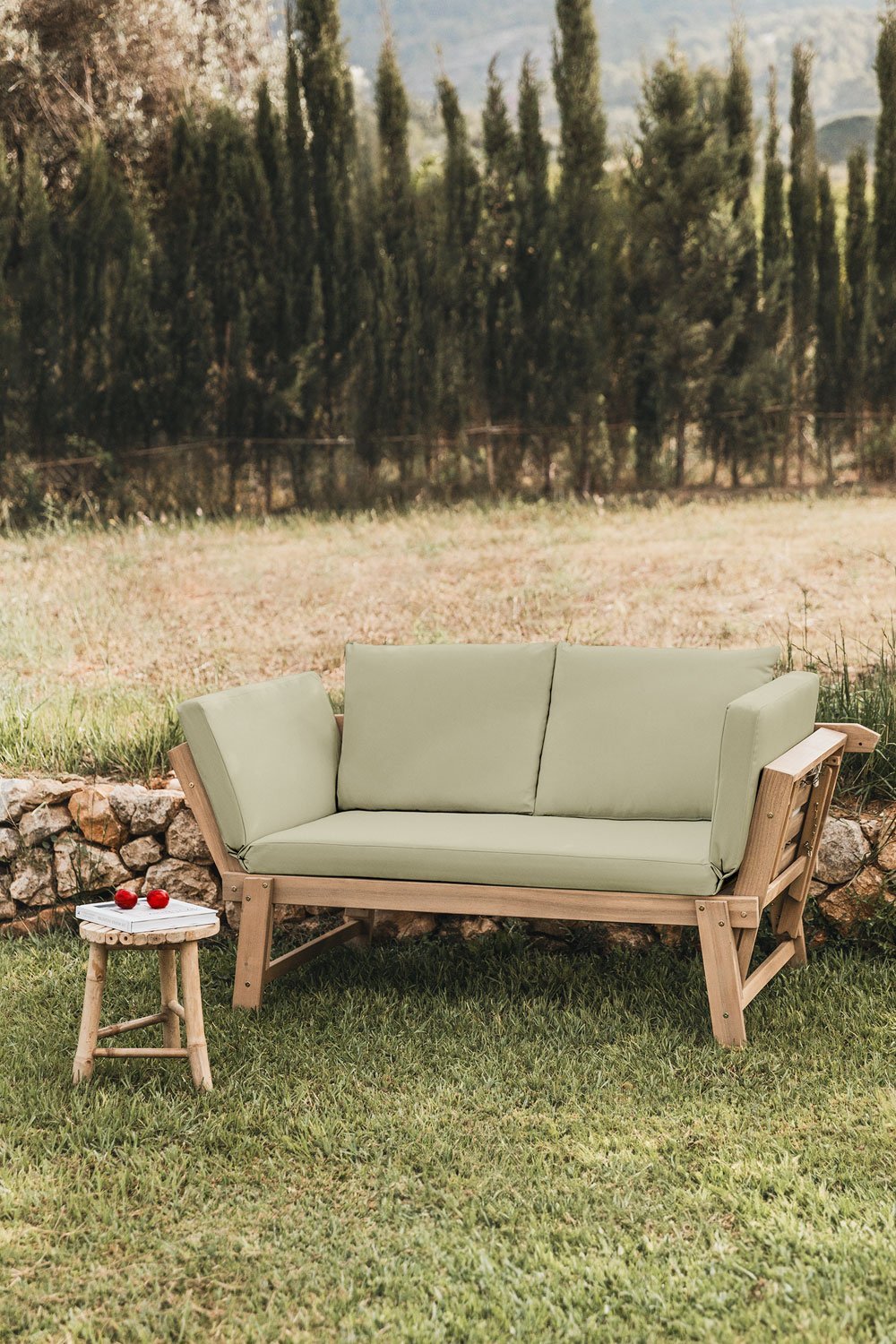 Verstellbares 3-Sitzer Outdoor Sofa aus Akazienholz Guille, Galeriebild 1