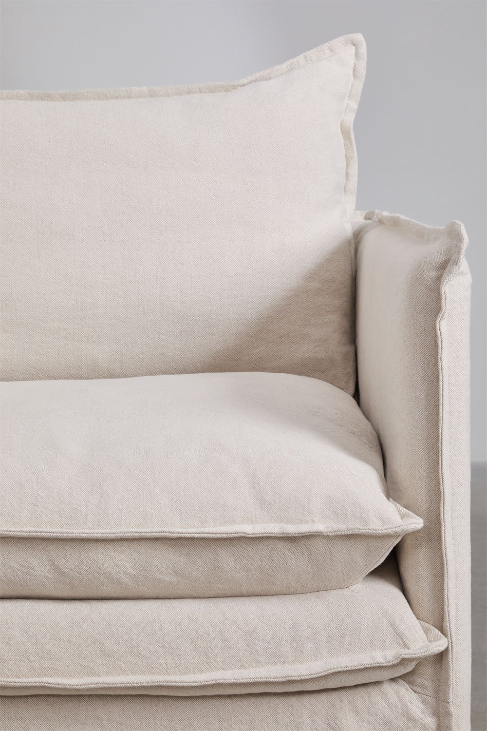 Grace-Lounge-Set aus Leinen und Baumwolle mit Sessel und Puff, Galeriebild 2