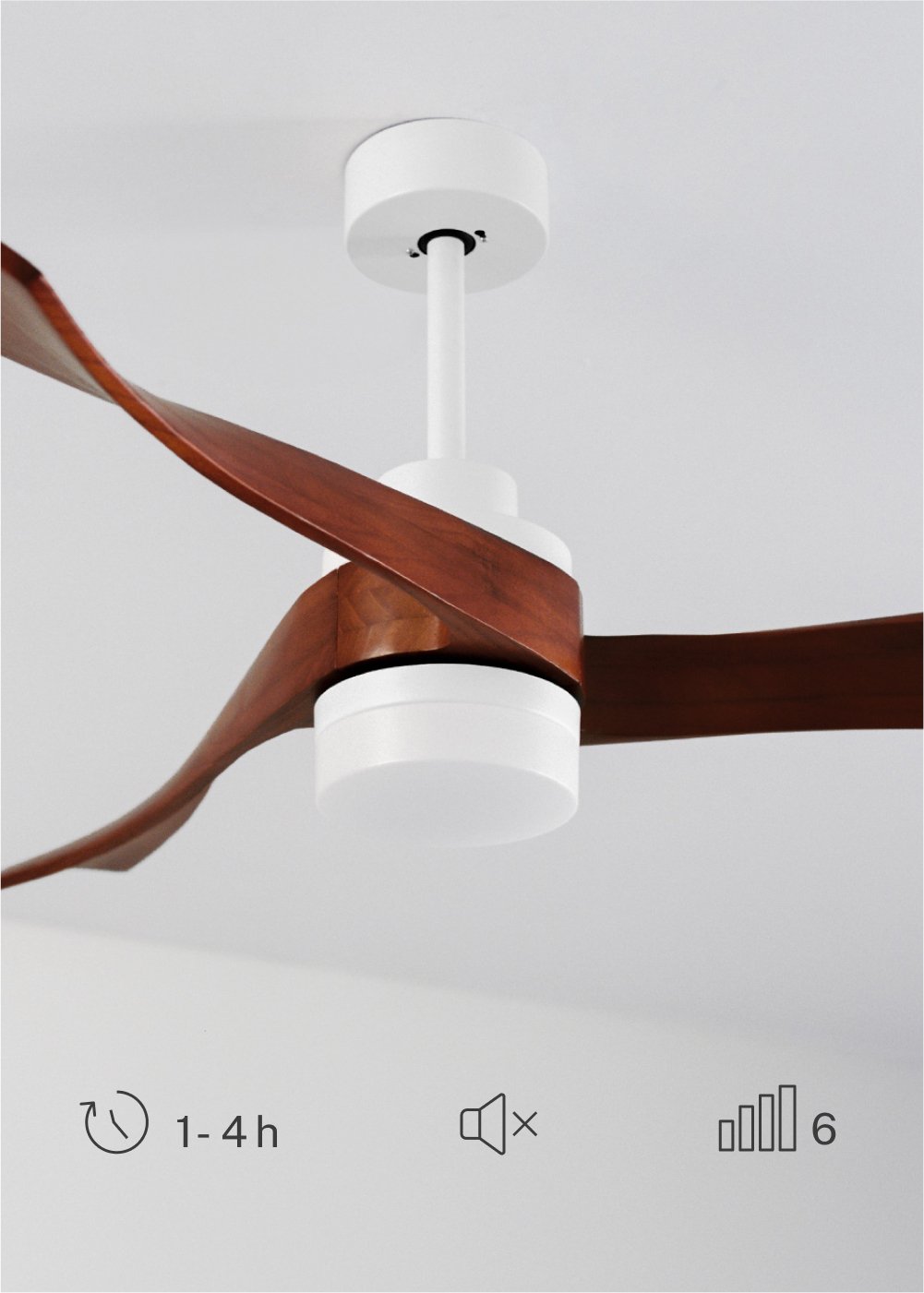 CREATE - WIND CURVE - Leiser Deckenventilator 40W Ø132 cm 100% Holz, Galeriebild 4